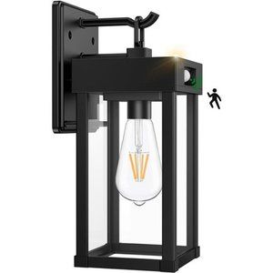Outdoor Solar Wall Lights Fixtures w/ Motion Sensor 3Lighting Modes (Black-1P)